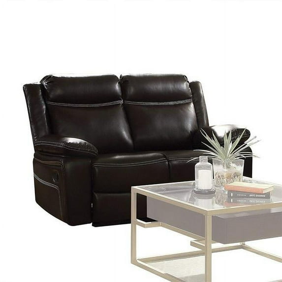 Benzara BM185562 Polyurethane Upholstered Recliner Loveseat, Black - 39.5 x 36 x 75 in.