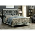 thumbnail image 1 of Benzara BM186356 California King Metal Bed with Geometric Pattern Headboard & Footboard, White - 56 x 74.5 x 87.875 in., 1 of 2