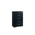 thumbnail image 1 of Benzara Five Drawer Solid Wood Chest with Chrome Bar Handles, Black, 1 of 2