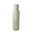 thumbnail image 1 of Benzara BM188035 Ceramic Ribbed Cylindrical Vase with Round Base & Curved Mouth Rim - White - Large, 1 of 2