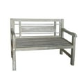 thumbnail image 1 of Benzara BM188049 Wooden Bench with Geometric Back and Slatted Seat, Gray,, 1 of 1