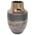 thumbnail image 1 of Benzara BM190615 Decorative Ceramic Vase with Ribbed Texture - Bronze & Black, 1 of 1