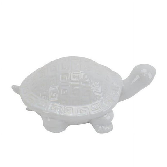 Benzara BM191694 Contemporary Ceramic Turtle Figurine - White - 9.25 x 6 x 3.5 in.