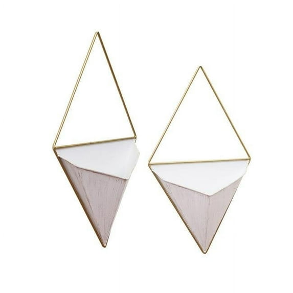Benzara BM191725 Contemporary Metal Diamond Wall Planter - White - Set of 2 - 10.75 x 3.25 x 18.25 in.
