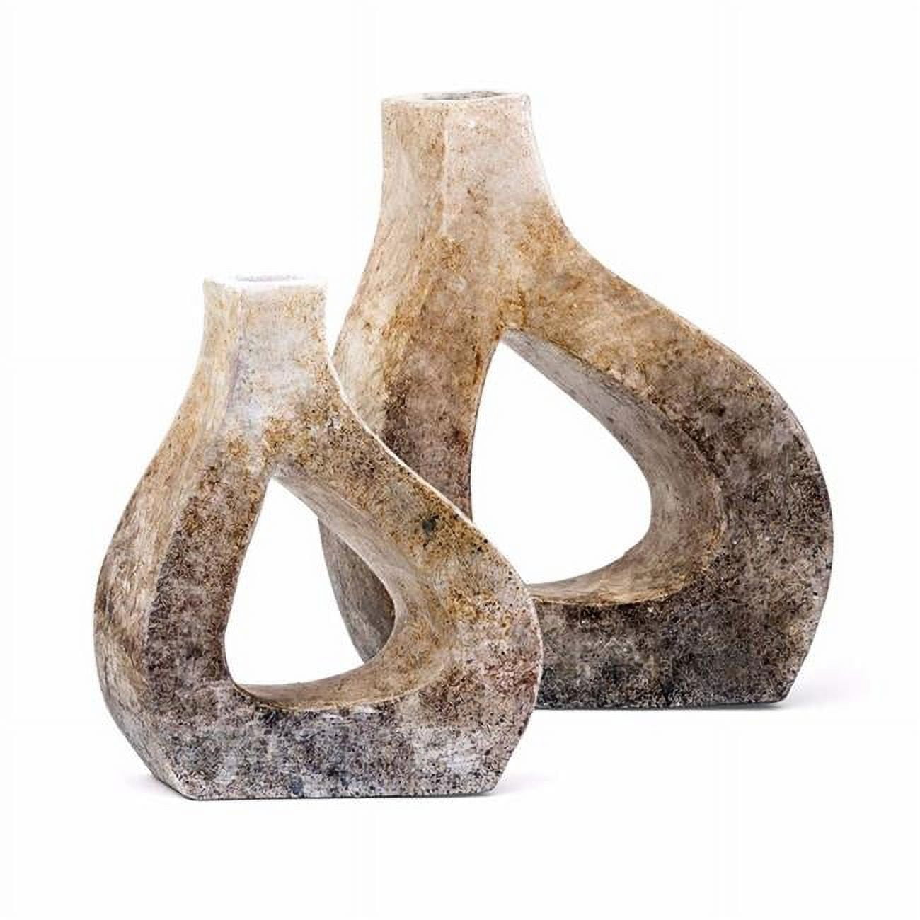 Benzara BM195361 Asymmetrical Clay Table Vases with Cut-Out
