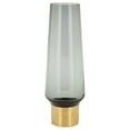 thumbnail image 1 of Benzara BM195622 Flared Decorative Glass Vase with Metal Base, Gold & Gray - Small, 1 of 1