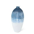 thumbnail image 1 of Benzara BM196525 Two Tone Ceramic Vase with Embossed Dimple Textured Surface, White & Blue - Medium, 1 of 1