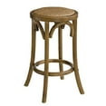 thumbnail image 1 of Benzara BM197258 Wooden Counter Stool with Weave Top & Flared Legs, Dark Brown - 24 x 14 x 14 in., 1 of 5