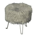 thumbnail image 1 of Benzara BM200088 Modern Style Faux Fur Upholstered Stool with Hair Pin Legs, Gray, 1 of 1