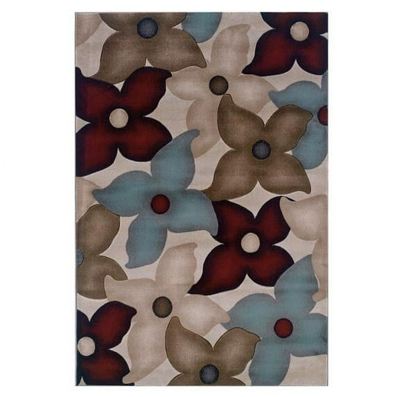 Benzara BM201395 2.83 x 1.83 ft. Floral Pattern Polypropylene Power Loomed Rug, Multi Color