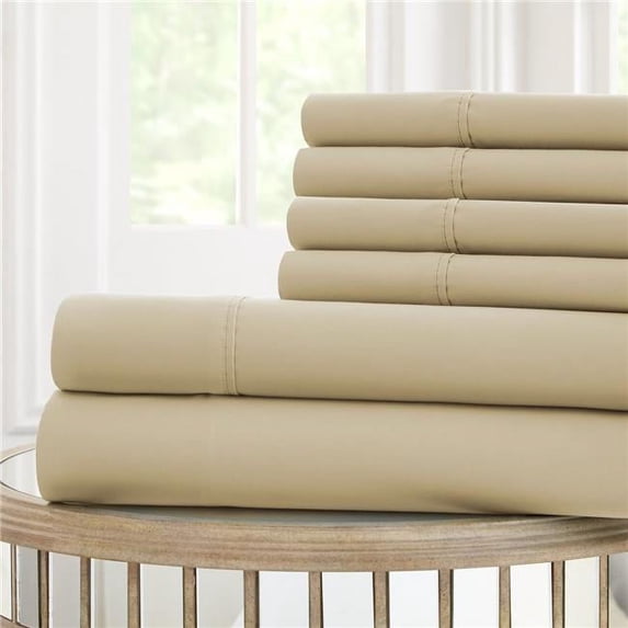 Benzara BM203076 Forli Microfiber Queen Size Sheet Set with Nano Technology, Beige - 6 Piece