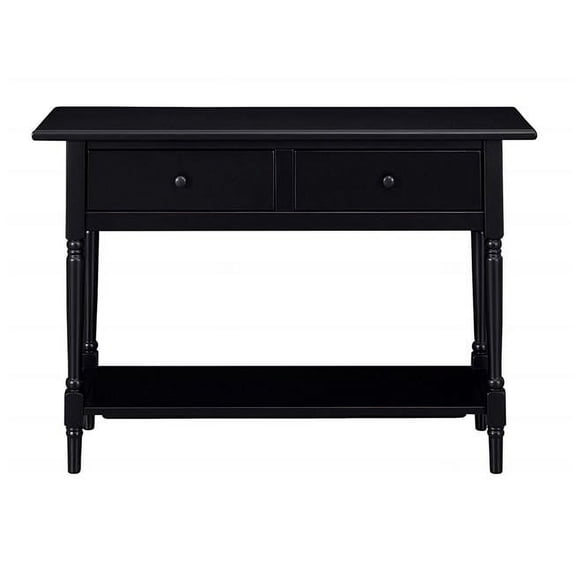 Benzara BM203437 2 Drawer Wooden Console Table with Open Bottom Shelf, Black