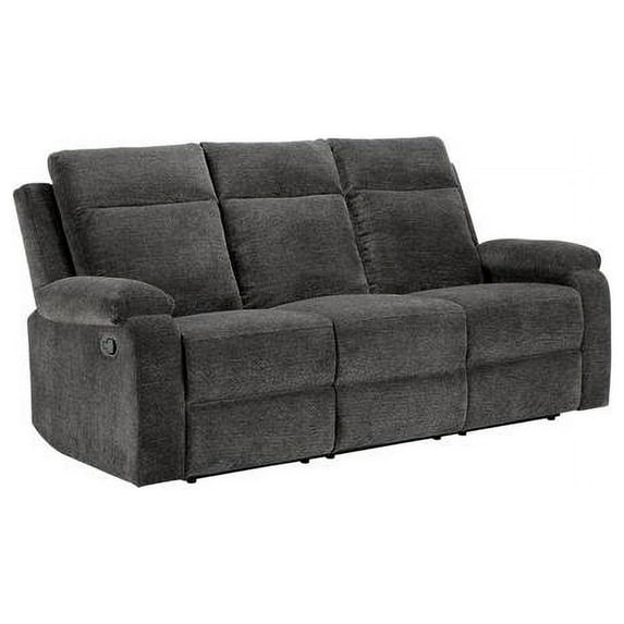 Benzara BM204420 Fabric Upholstered Wooden Recliner Sofa with Tufted Details, Gray