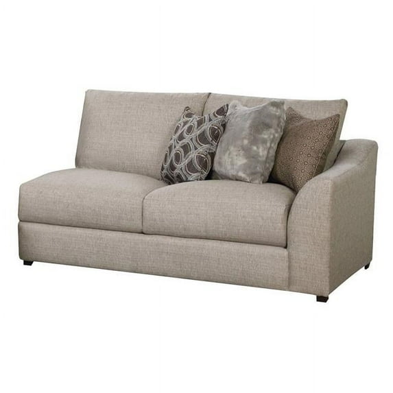 Benzara BM204510 Wood & Fabric Right Facing Sofa with Cushioned Seating, Beige