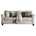thumbnail image 1 of Benzara BM204665 Chenille Fabric Upholstered Wooden Sofa with Flared Arms, Beige, 1 of 3