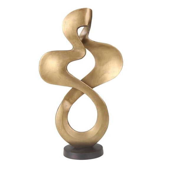 Benzara BM205268 Aluminum Sculpture with Twisted Pattern & Round Base, Gold