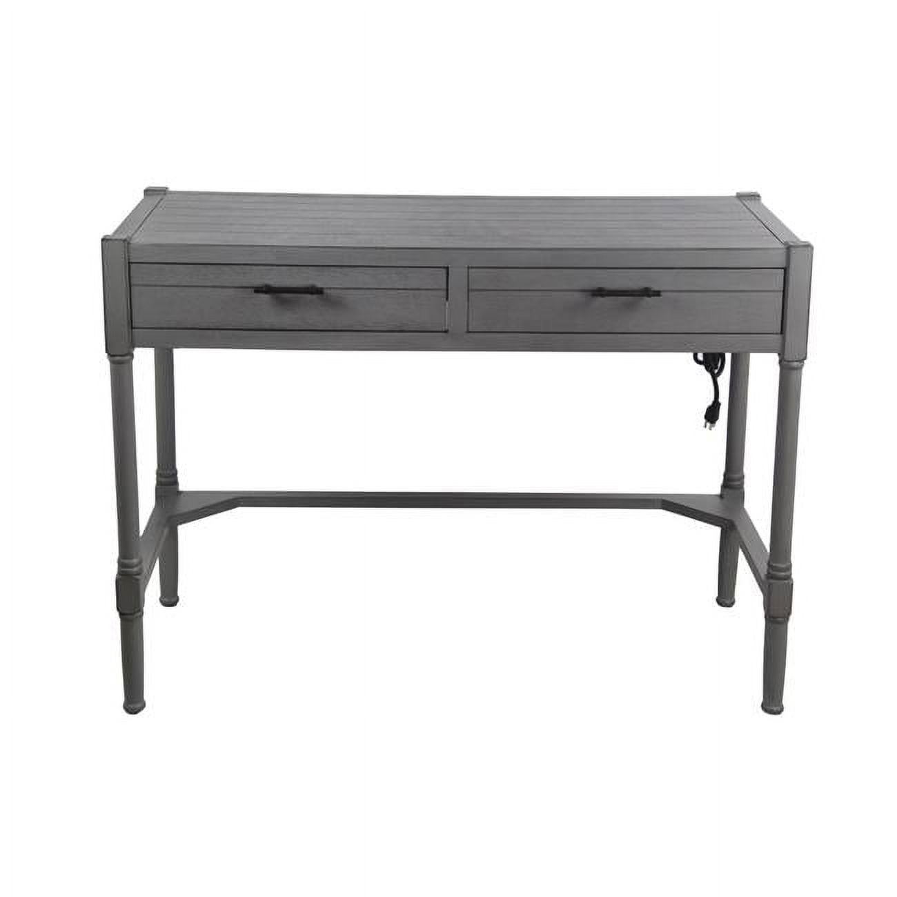 Benzara BM206023 Wooden Writing Desk with 2 Spacious Drawers & USB Port