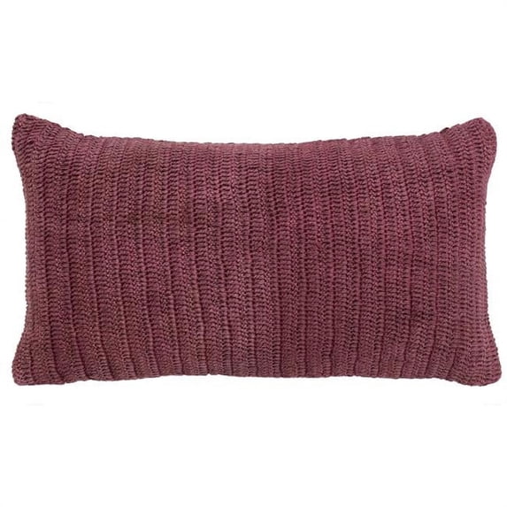 Benzara BM228587 5 x 26 in. Fabric Throw Pillow with Hand Knitted Pattern & Hidden Zipper, Red
