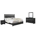thumbnail image 1 of Benzara BM229149 Leatherette Wooden Queen Bedroom Set with LED, Black - 4 Piece, 1 of 3