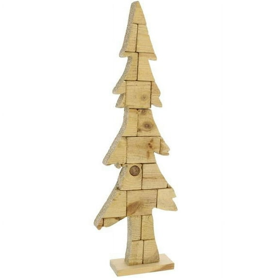 Benzara BM229354 Wooden Pine Tree Design Accent Decor, Brown - Large