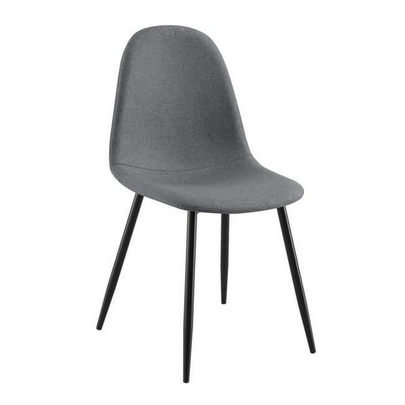 Benzara BM230352 Fabric Dining Chair with Bucket Seating, Gray & Black - Set of 4