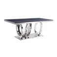 thumbnail image 1 of Benzara BM261722 Dining Table with Circular Metal Accent Base, Gray, 1 of 5