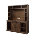 thumbnail image 1 of Benzara BM261950 Entertainment Center with 9 Compartments & Barn Sliding Door, Brown, 1 of 5