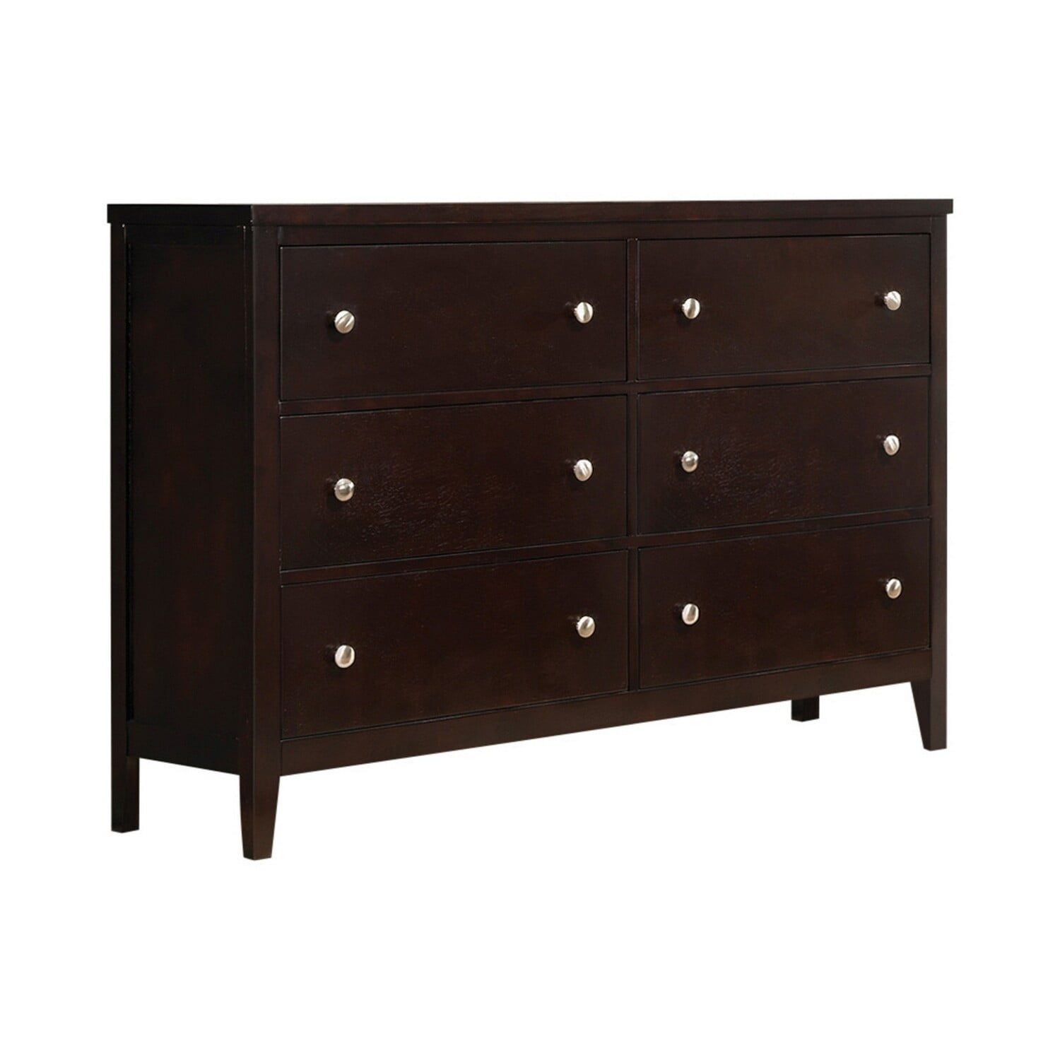 Benzara BM296653 56 in. Con Wide Dresser of 6 Drawers with Silver Knobs, Cappuccino Brown & Silver