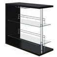 thumbnail image 1 of Benjaza 2-Shelf Rectangular Glass & Chrome Bar Unit with Wine Holder in Black, 1 of 5
