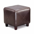 thumbnail image 1 of Benzara BM69606 Contemporary Leather Cube Ottoman, Dark Brown, 1 of 6