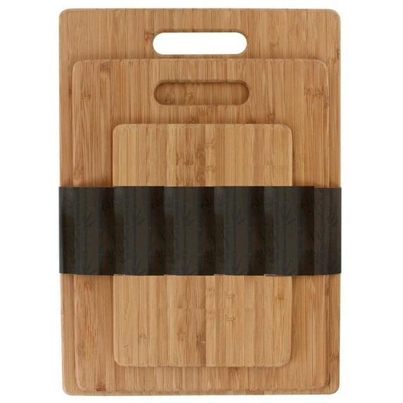Benzara Bamboo Wood Cutting Or Chopping Board - Set of 3-Color:Brown