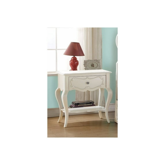 Benzara Beautiful Wood Nightstand By Edalene, Pearl White