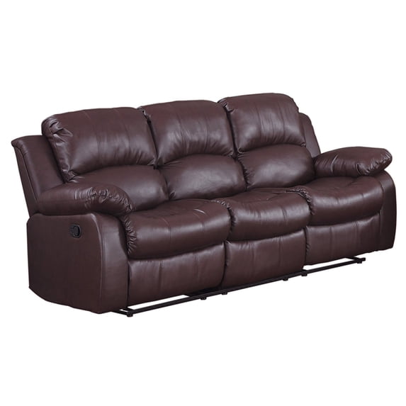 Benzara BM181780 Bonded Leather Recliner Sofa, Brown - 38.5 x 37.5 x 83 in.