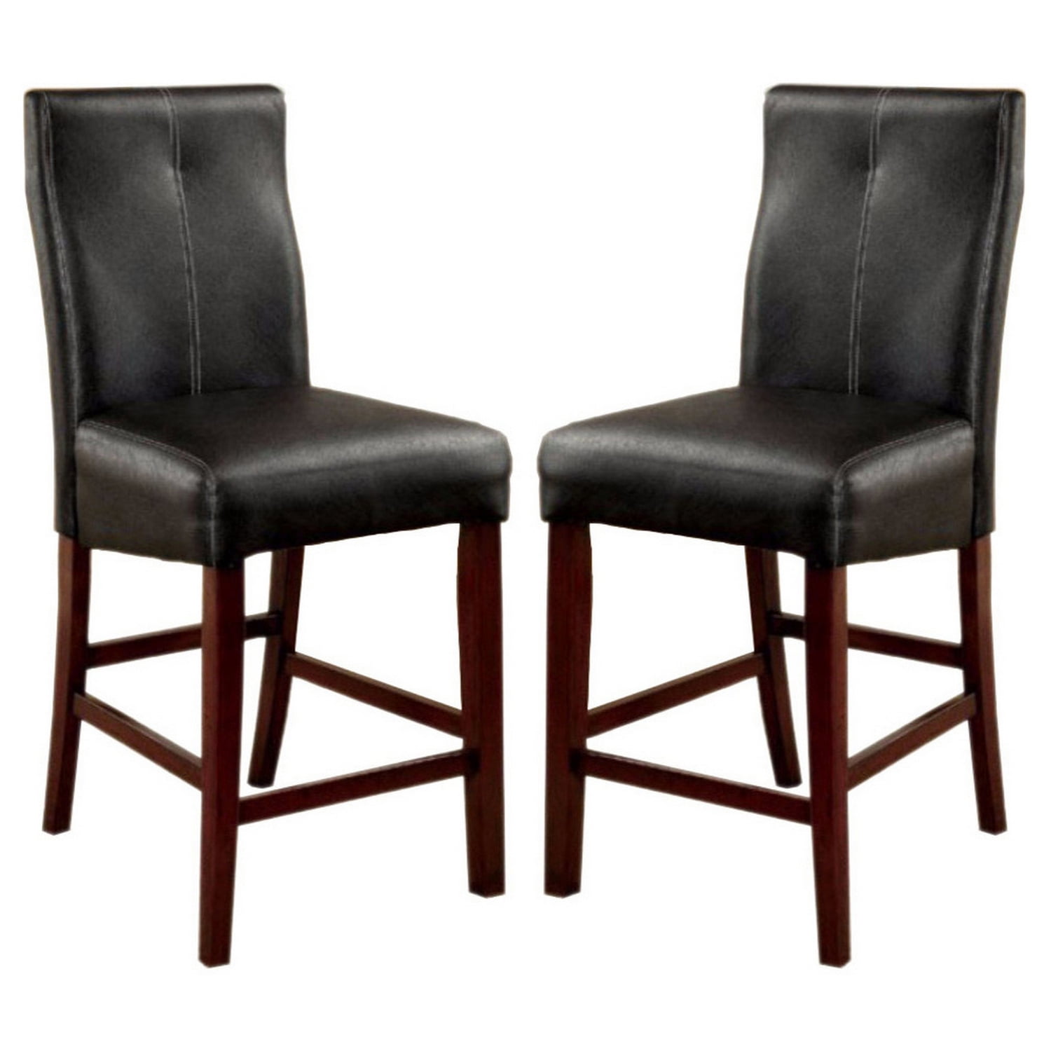 Eccentric Angle Black Leatherette Counter Height Chair, Set of 2