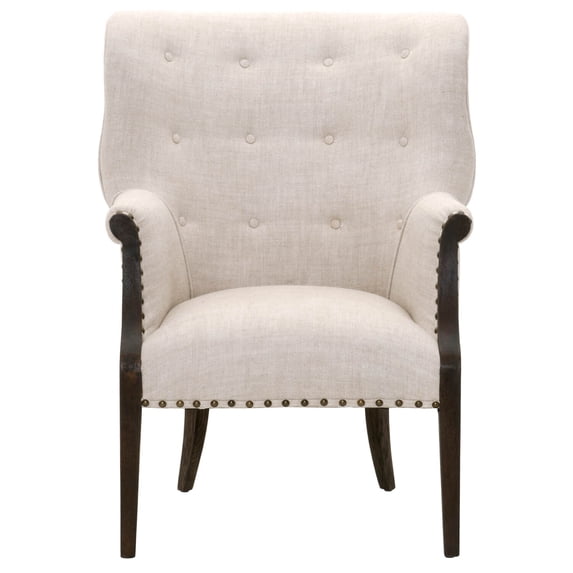 Benzara Button Tufted Club Chair-Color:Cream