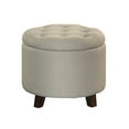thumbnail image 1 of Benzara Button Tufted Wooden Round Storage Ottoman Upholstered In Fabric, Yellow & Brown-Color:Beige, 1 of 5