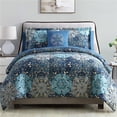 thumbnail image 1 of Benzara Caen 8 Piece Printed Reversible Queen Size Comforter Set , Blue, 1 of 3