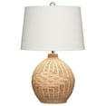 thumbnail image 1 of Benzara Cape 22 Inch Contemporary Rattan Table Lamp, Hand Woven, Linen Shade, Brown, 1 of 7