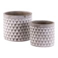 thumbnail image 1 of Benzara Cement Round Engraved Lattice Polygon Design Pot, 1 of 2