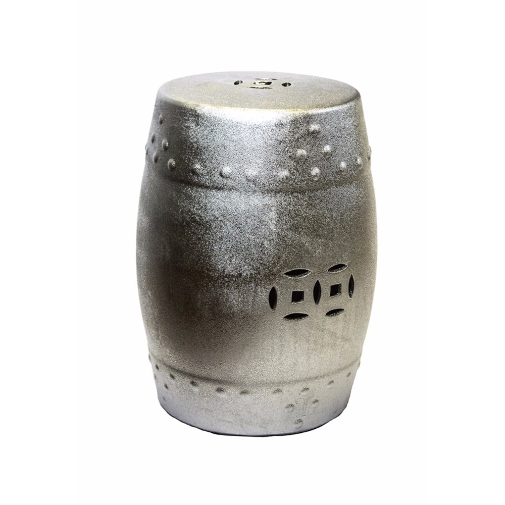 Benzara Ceramic Classic Garden stool,Silver - Walmart.com