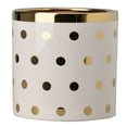 thumbnail image 1 of Benjara Ceramic Cylindrical Planter with Polka Dots Pattern, White and Gold, 1 of 4