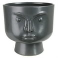 thumbnail image 1 of Benzara Ceramic Face Cachepot with Round Top, Large, Black, 1 of 2