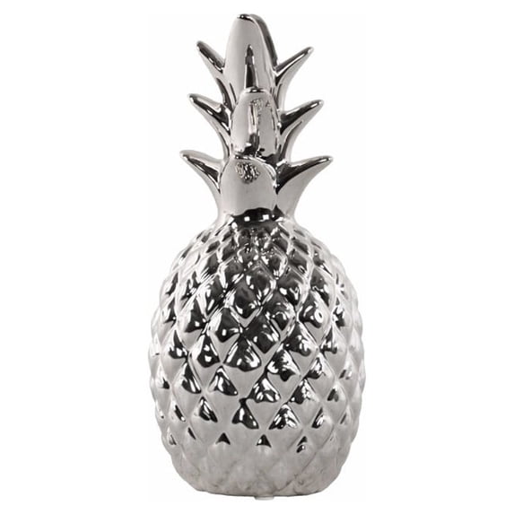 Benzara Ceramic Pineapple Figurine-Color:Silver