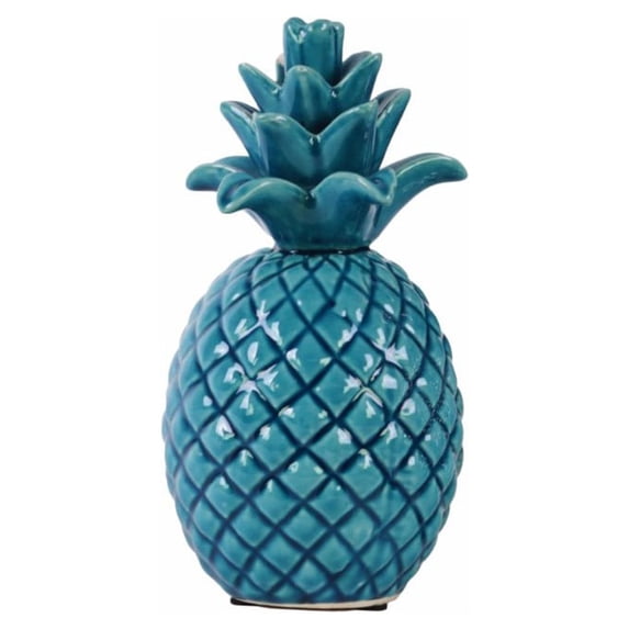 Benzara Ceramic Pineapple Figurine with Pimpled Accents-Color:Blue
