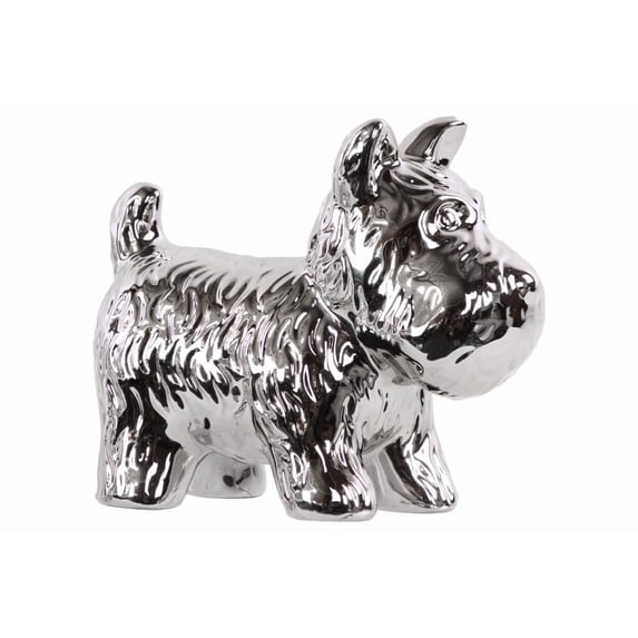 Benzara Ceramic Standing Welsh Terrier Dog Figurine-Color:Silver
