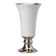 thumbnail image 1 of Ceramic Vase with Flared Top and Pedestal Base, Large, White and Gold, 1 of 4