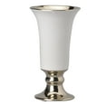 thumbnail image 1 of Benjara Ceramic Vase with Flared Top and Pedestal Base, Medium, White and Gold, 1 of 4