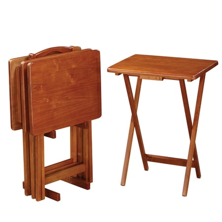 Charming 5 piece Golden Brown tray table set