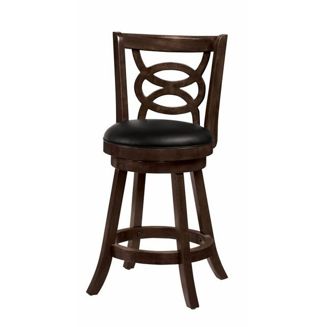Benjara Comfortable Counter Height Stool Upholstered Seat, Black And Brown, Set of 2