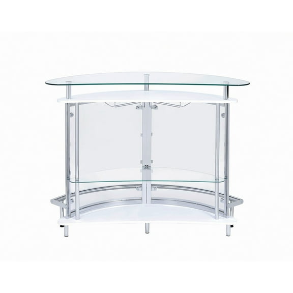 Contemporary Bar Unit with Clear Acrylic Front , White